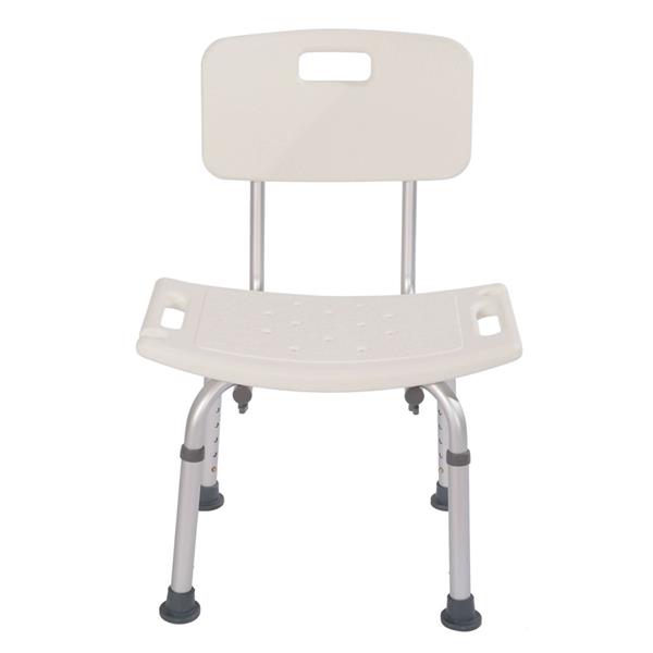 Aluminum Alloy Elderly Bath Chair with Backrest White