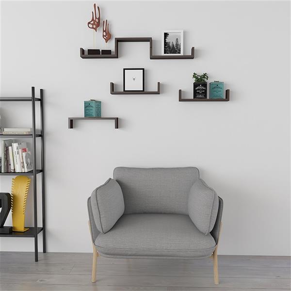 Set of 3 Floating Display Shelves Ledge Bookshelf Wall Mount Storage Home Décor Black