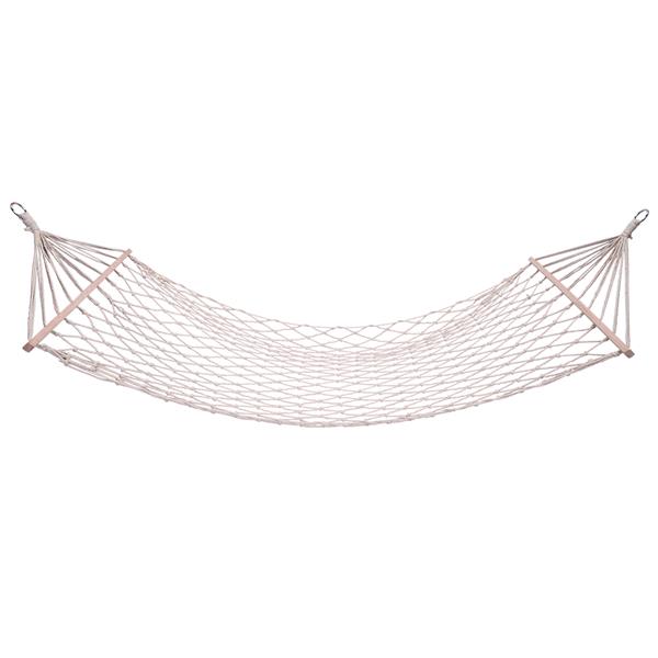 Wood Pole Cotton Rope Hammock Bed with Rope White