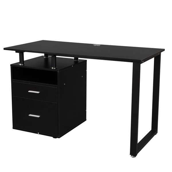 Pipe Rack Two Drawers Computer Desk Black