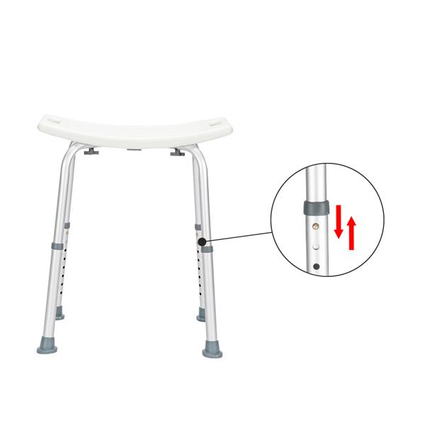 Aluminum Alloy Lift Bath Chair 8 Files PE Bench Rubber Mat White