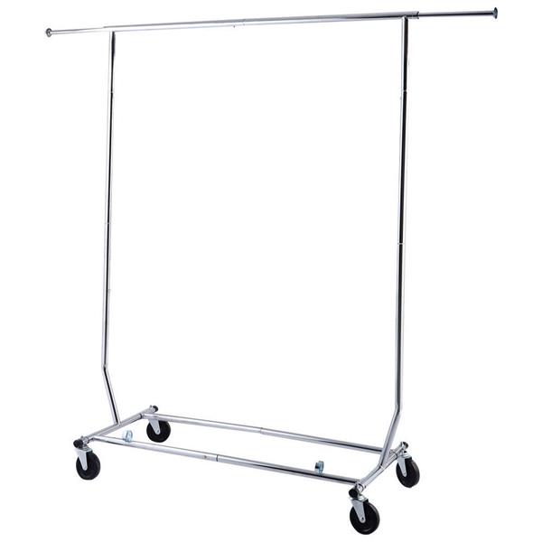 Portable Single-bar Steel Clothes Rack Silver