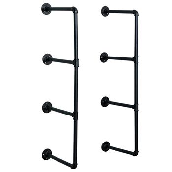 42\\" Tall Industrial Wall Mount Iron Pipe Shelf Shelves Shelving Bracket Vintage Retro Black DIY Open Bookshelf (2 Pcs 4Tier Hardware Only) 