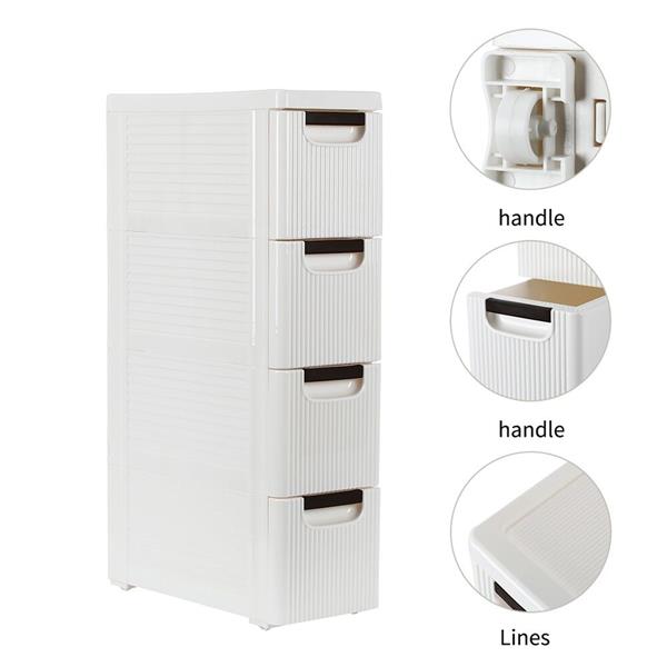 4-Tire Rolling Cart Organizer Unit with Wheels Narrow Slim Container Storage Cabinet for Bathroom Bedroom