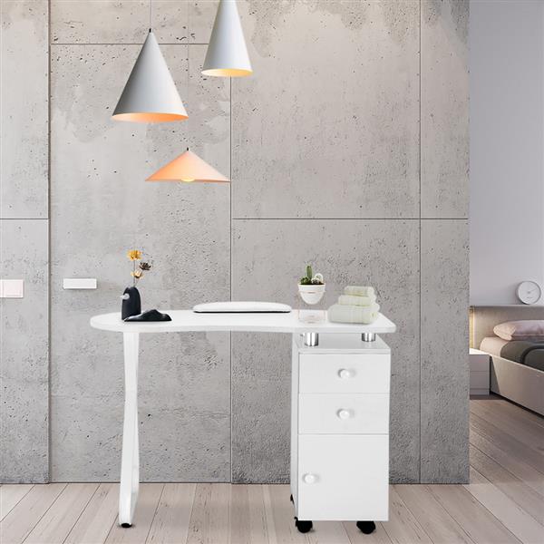 Manicure Table Single Side X Type/2 Drawers/1 Door/Ceramic Handle/With Hand Pillow/With Wheels White