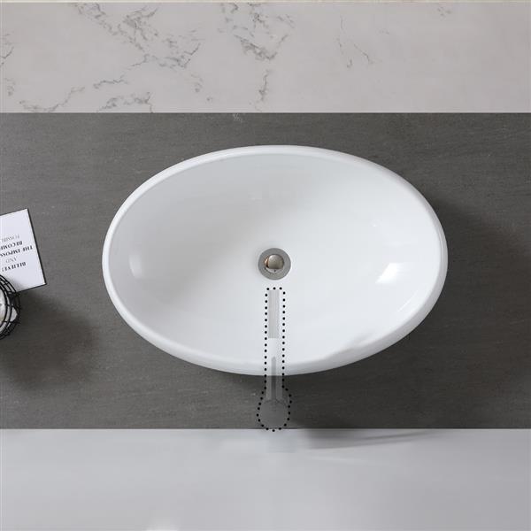 Ceramic Basin Above Counter Basin Curved Oval White