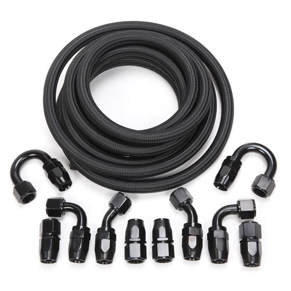 10AN 16-Foot Universal Black Fuel Pipe   10 Black Connectors