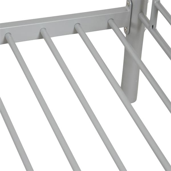 Iron Bed Bunk Bed with Ladder for Kids Twin Size Gray
