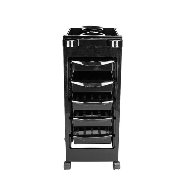 5 Tiers Removable Portable Plastic Hairdresser Beauty Storage Trolley Black