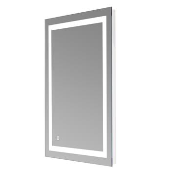 28\\"x 20\\" Square Built-in Light Strip Touch LED Bathroom Mirror Silver