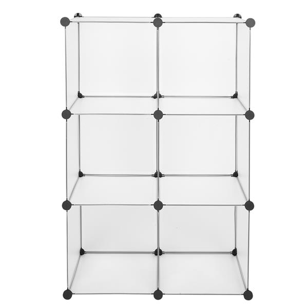 Cube Storage Organizer, 6 Cubes Shoe Rack, DIY Plastic Modular Closet Cabinet Storage Organizer White Color