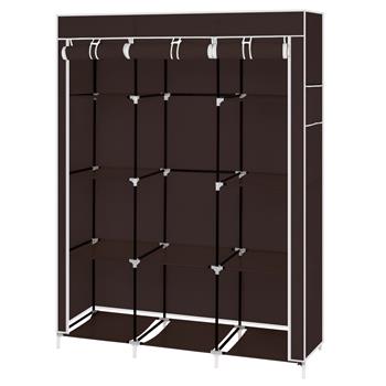 67\\" Portable Closet Organizer Wardrobe Storage Organizer with 10 Shelves Quick and Easy to Assemble Extra Space Dark Brown 