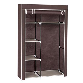 64\\" Portable Closet Storage Organizer Wardrobe Clothes Rack with Shelves Dark Brown