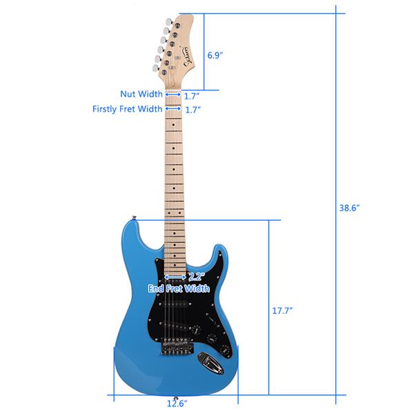 [Do Not Sell on Amazon]Glarry GST Stylish Electric Guitar Kit with Black Pickguard Sky Blue