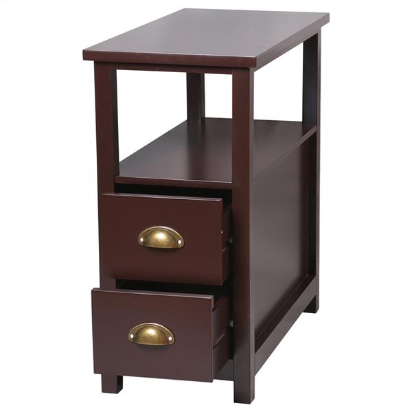 Double-tier Coffee Side Table with Two Drawers Coffee