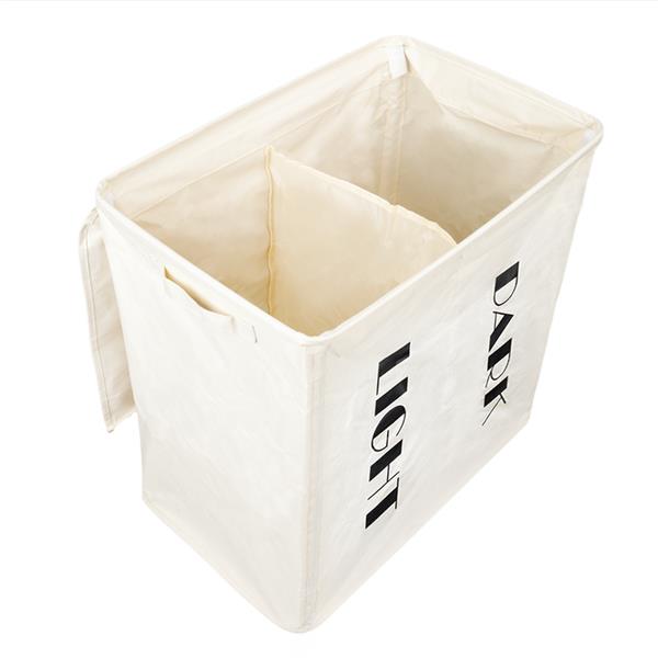 Iron Wire Frame Folding Storage Laundry Basket with Cover & Wheel White 