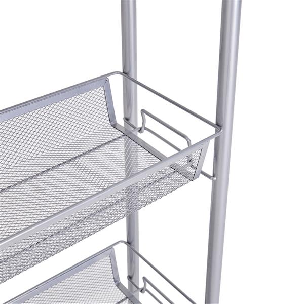 Honeycomb Mesh Style Four Layers Removable Storage Cart Silver