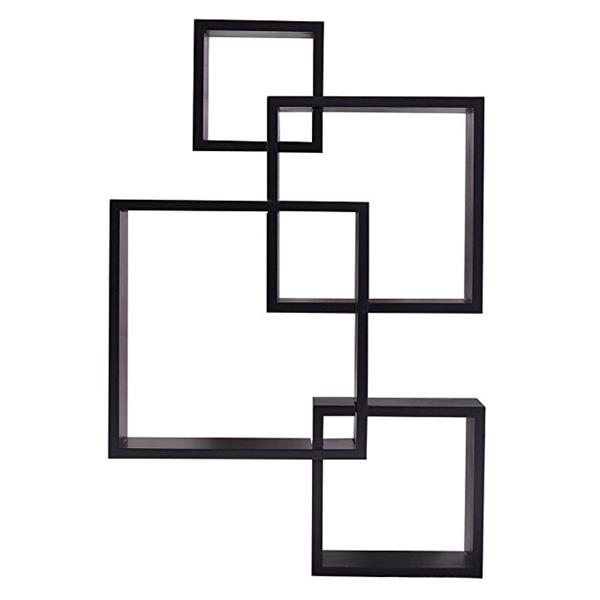 Intersecting Squares Floating Shelf Wall Mounted Home Decor Furniture Black