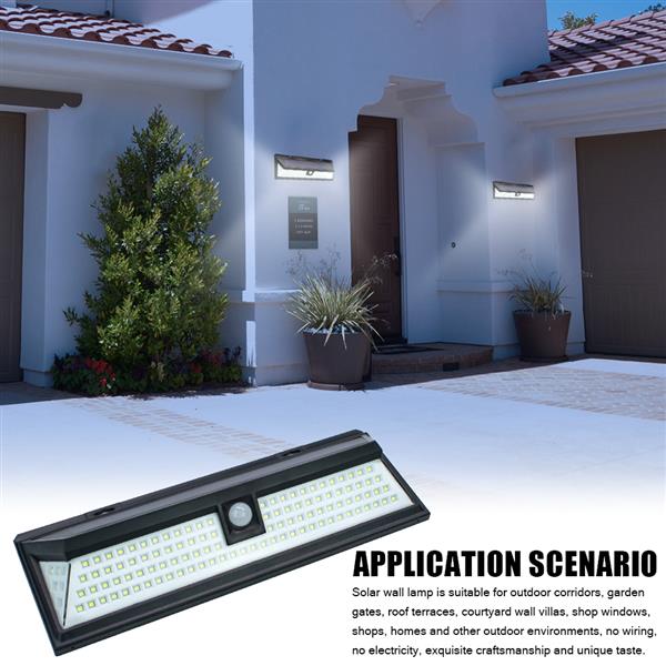 118 LED Solar Wall Light (Human Body Sensor Light Control) Black Shell White Light Customized ZC001283 (minimum 7W) Lumen: 750LM Battery: 3.7V 3000mah 18650