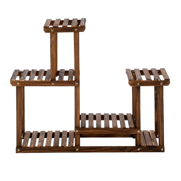 4-Story 7-Seat Indoor And Outdoor Multi-Function Carbonized Wood Plant Stand