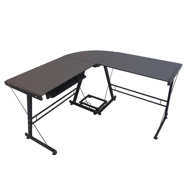 L-Shaped Durable Stalinite Splicing Computer Desk 402C Black