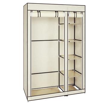 67\\" Portable Clothes Closet Wardrobe with Non-woven Fabric and Hanging Rod Quick and Easy to Assemble Beige