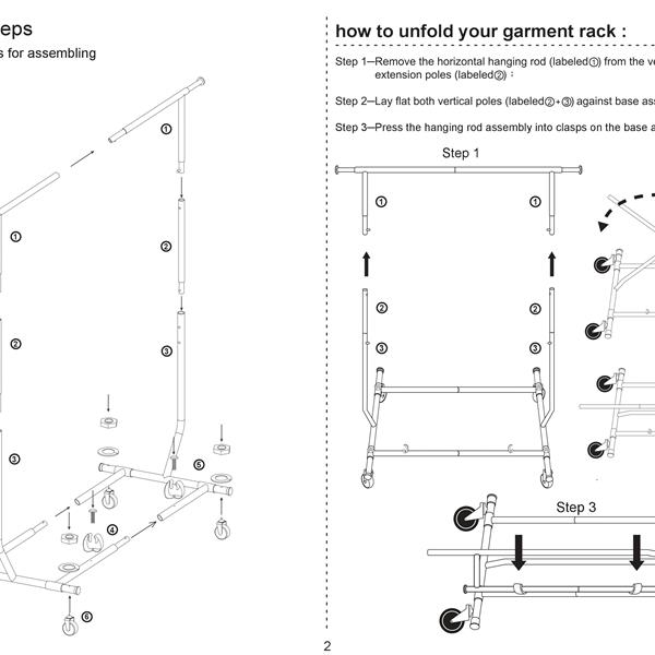 Portable Single-bar Steel Clothes Rack Silver