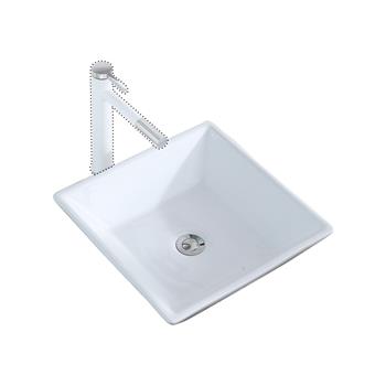 Bathroom Above Counter Square Ceramic Vessel Vanity Sink Art Basin - White Porcelain - with Pop Up Drain Stopper