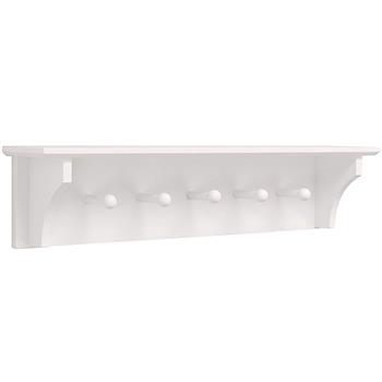 Floating Coat and Hat Wall Shelf Rack, 5 Pegs Hook, 24\\", White