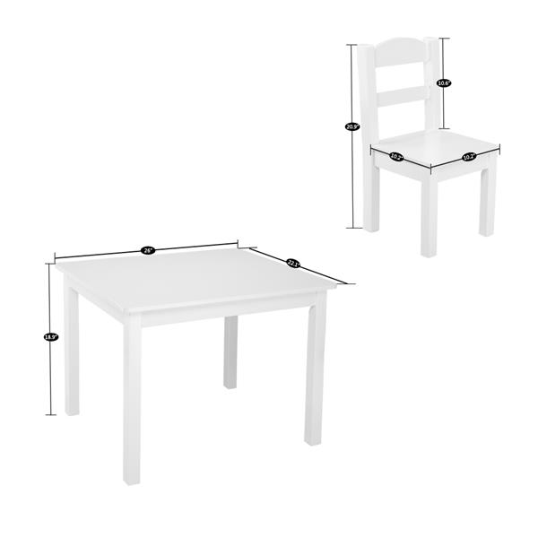Kids Wood Table & 4 Chairs Set White