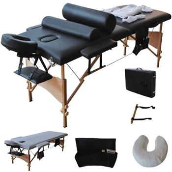 2 Sections Folding Portable SPA Bodybuilding Massage Table Set Black