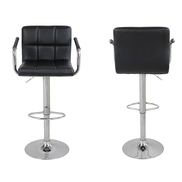 2pcs SSJ-891 60-80cm 6 Checks Round Cushion Bar Stools with Armrest Black