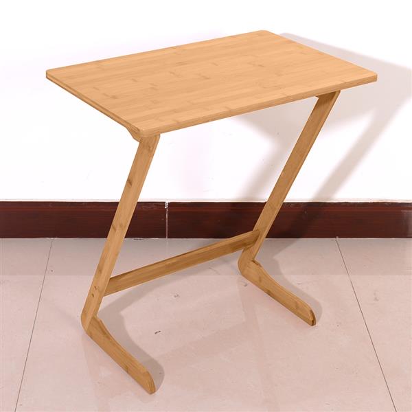 60x40x65cm Z-shaped Bamboo Sofa Side Table Sandal Wood Color