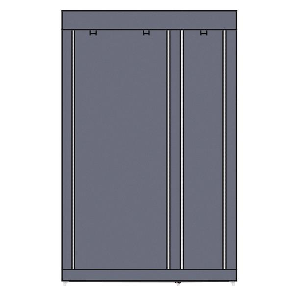 67" Portable Clothes Closet Wardrobe with Non-woven Fabric and Hanging Rod Quick and Easy to Assemble Gray