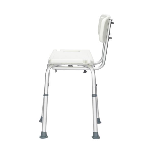 Aluminum Alloy Lifting Bath Chair 8 Files With Backrest PE Seat Stool Rubber Floor Mat White