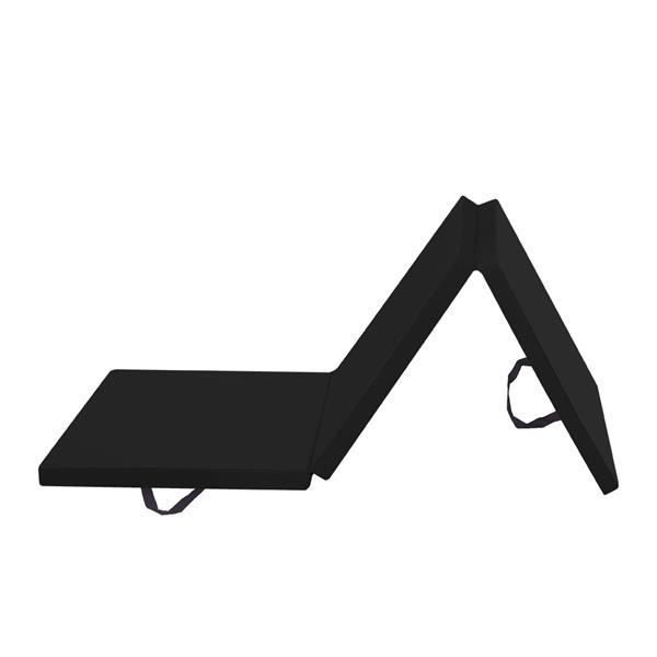 6'x2'x2" Tri-fold Gymnastics Yoga Mat with Hand Buckle Black