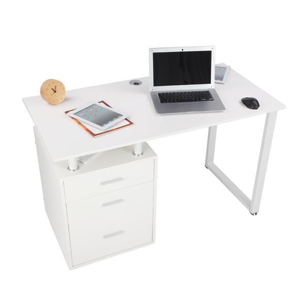 FCH Pipe Rack Three Drawers Computer Desk White