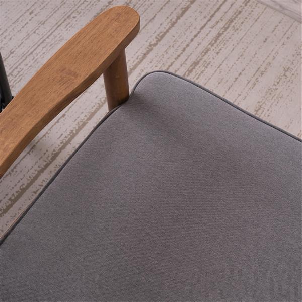 (75 x 69 x 84)cm Retro Modern Wooden Single Chair, Grey Fabric