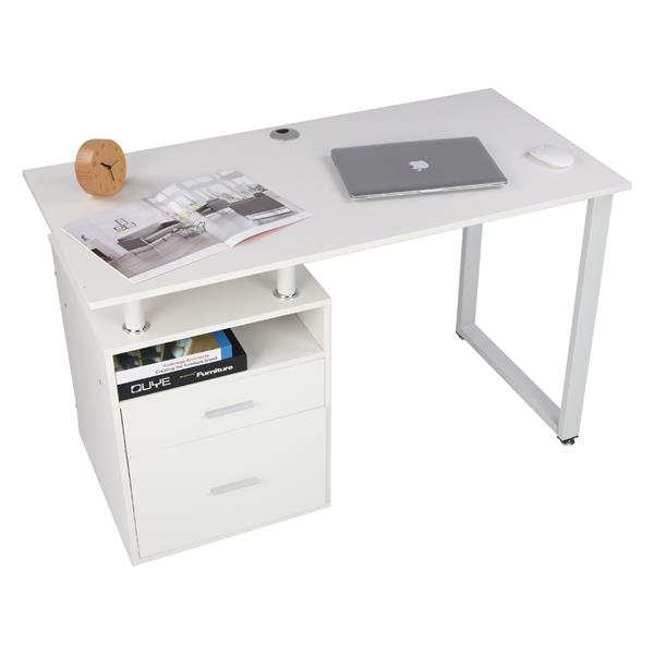 Pipe Rack Two Drawers Computer Desk White