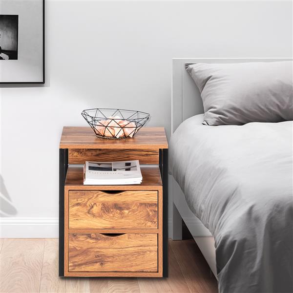 Steel Frame Two Draw Bedside Table