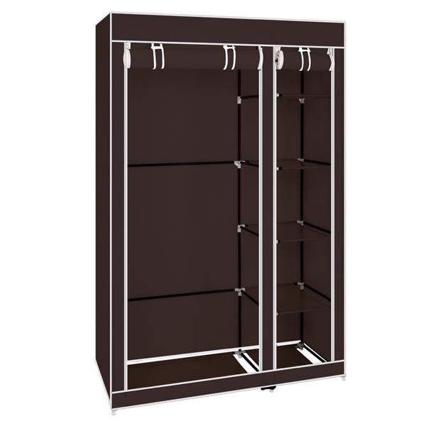 67" Portable Clothes Closet Wardrobe with Non-woven Fabric and Hanging Rod Quick and Easy to Assemble Dark Brown