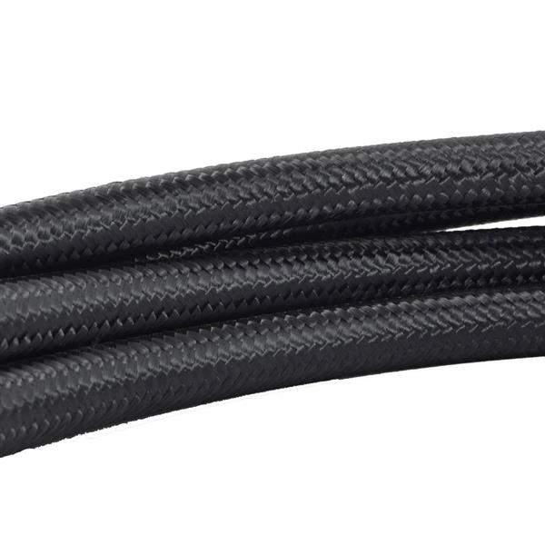 6AN 20Ft General Type Stainless Steel Braided Fuel Hose Black