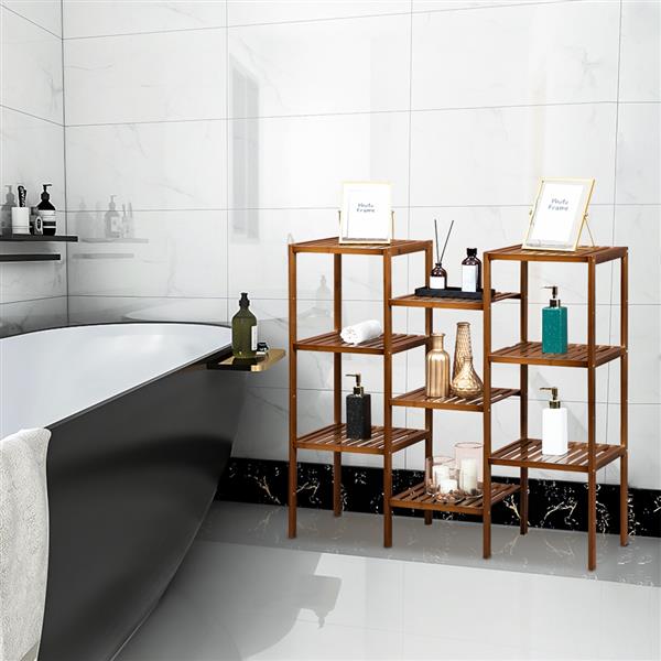 100% Bamboo High-grade Plant Shelf Multi-Functional 9-layer Shelf Flower Pot Shelf Display Shelf 96 * 90 * 33cm-Dark Brown