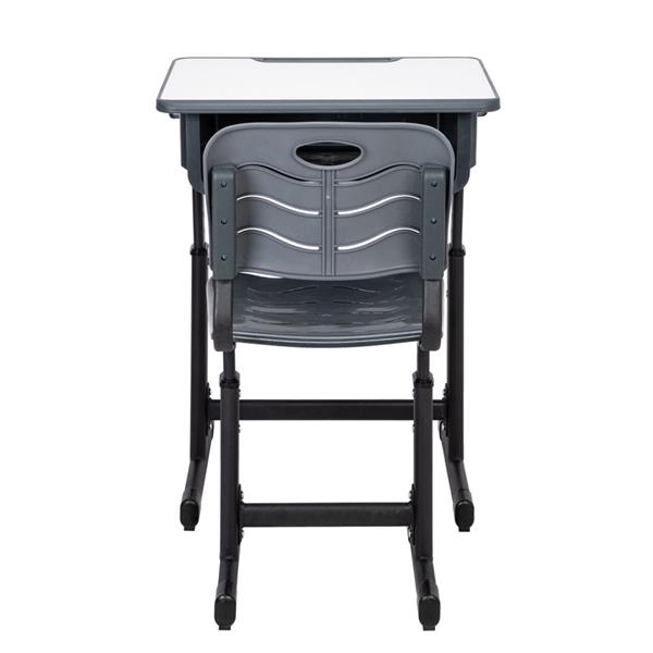 学生桌椅套装A款 黑烤漆 白色面 灰黑塑料【60x45x(67.5-76)cm】-8