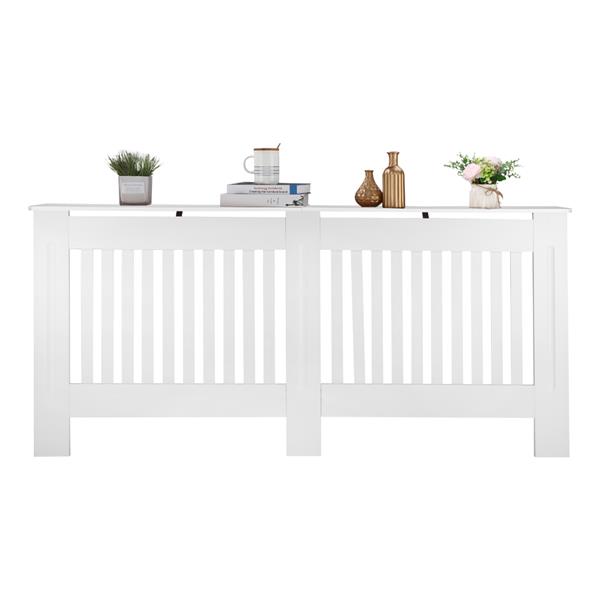 Simple Traditional Design Ventilated E1 MDF Board Vertical Stripe Pattern Radiator Cover White XL