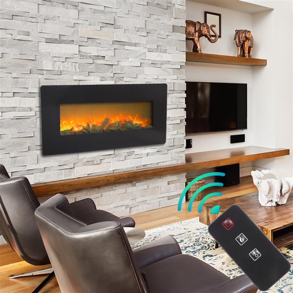 SF310-42AX 42 Inch 1400W Wall Hanging / Fireplace Single Color / Fake Wood / Heating Wire / With Small Remote Control Black