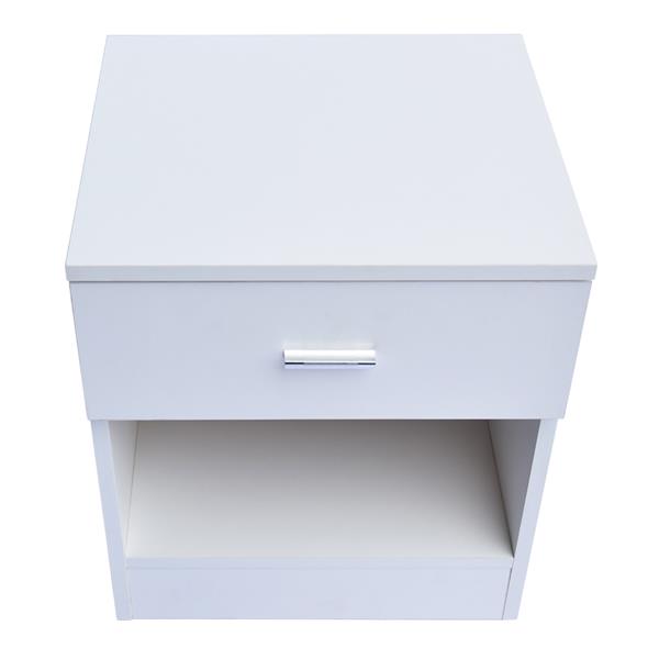 1 Drawer Metal Handle Bedside Cabinet Night Table White