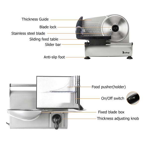SL526 110V/150W 7.5" Semi-automatic Belt Cutter Deli Food Machine Home Deli Food Slicer