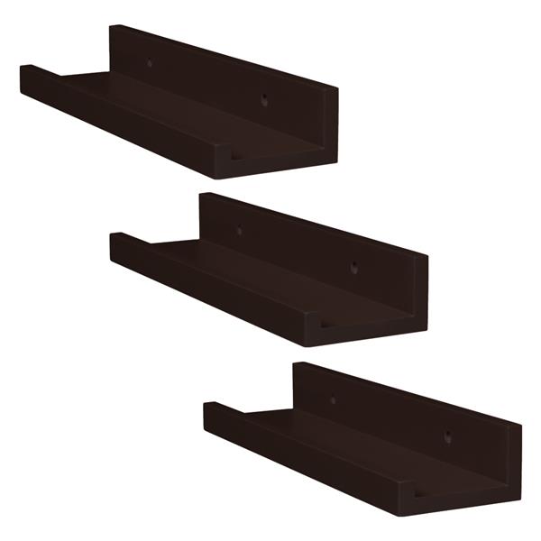 Set of 3 14-inch Floating Wall Shelves by Brown