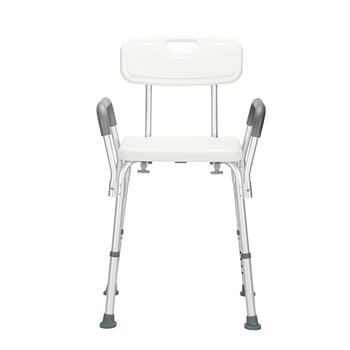 Aluminum Alloy Lifting Bath Chair 6 Files With Armrests With Backrest PE Seat Stool Rubber Floor Mat White